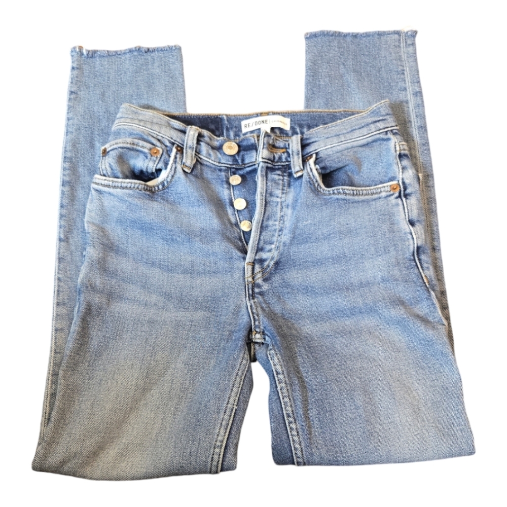RE/DONE Originals 5 button front with Raw hem Blue Jeans Sz 23